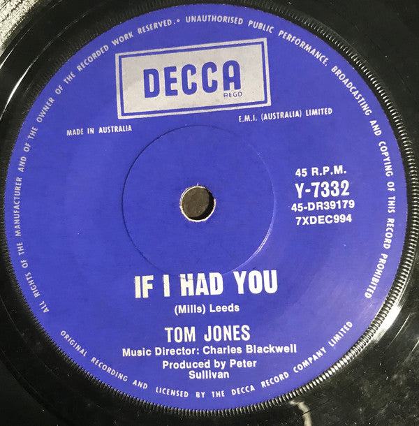 Tom Jones : Green, Green Grass Of Home (7")