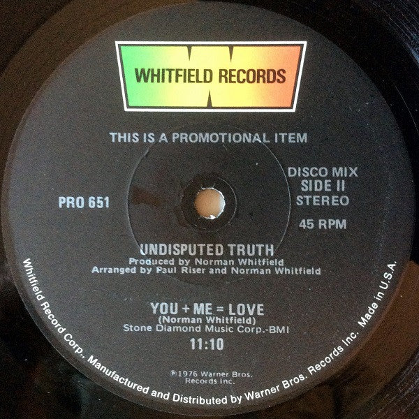 The Undisputed Truth : Let's Go Down To The Disco / You + Me = Love (12", Promo)