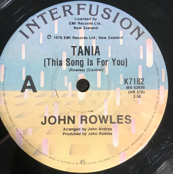 John Rowles : Tania (This Song Is For You) (7")