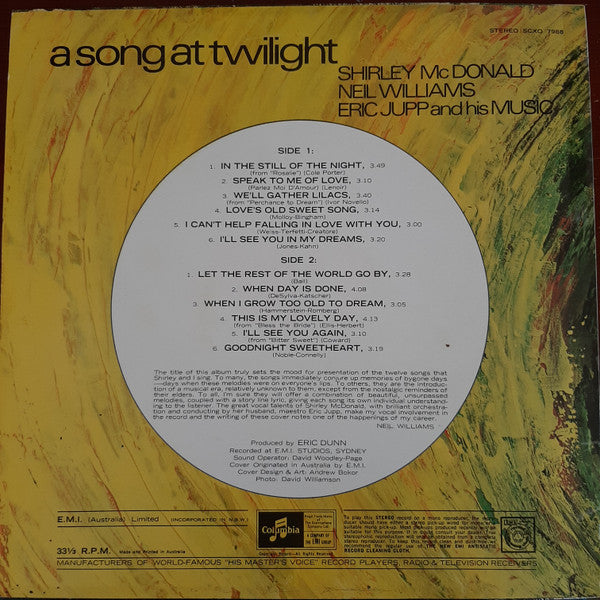 Shirley McDonald, Neil Williams, Eric Jupp And His Music : A Song At Twilight  (LP, Album)