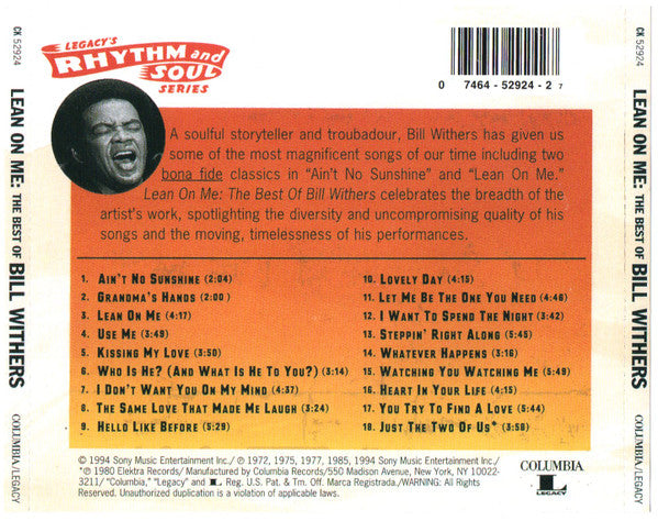 Bill Withers : Lean On Me: The Best Of Bill Withers (CD, Comp)