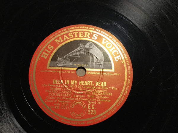 Mario Lanza : Deep In My Heart, Dear / Serenade (Shellac, 10")