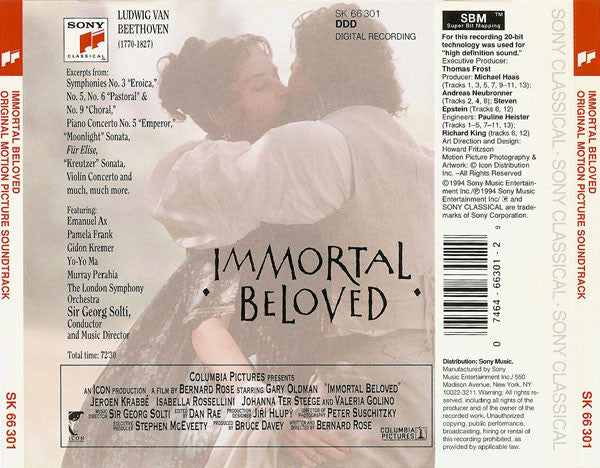 Ludwig Van Beethoven / Sir Georg Solti*, Emanuel Ax, Pamela Frank, Gidon Kremer, Yo-Yo Ma, Murray Perahia, The London Symphony Orchestra* : Immortal Beloved (Original Motion Picture Soundtrack) (CD)