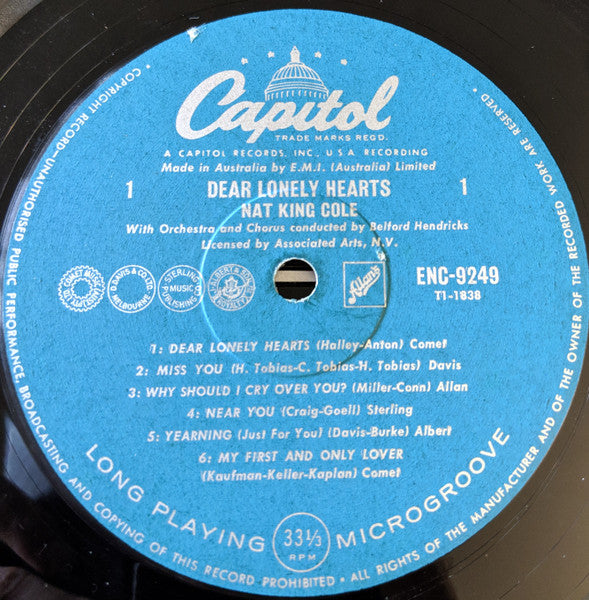Nat King Cole : Dear Lonely Hearts (LP, Mono)