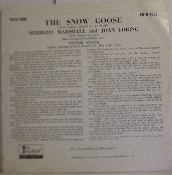 Paul Gallico, Herbert Marshall (2), Joan Loring, Victor Young : The Snow Goose (10")