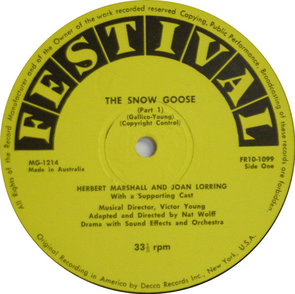 Paul Gallico, Herbert Marshall (2), Joan Loring, Victor Young : The Snow Goose (10")