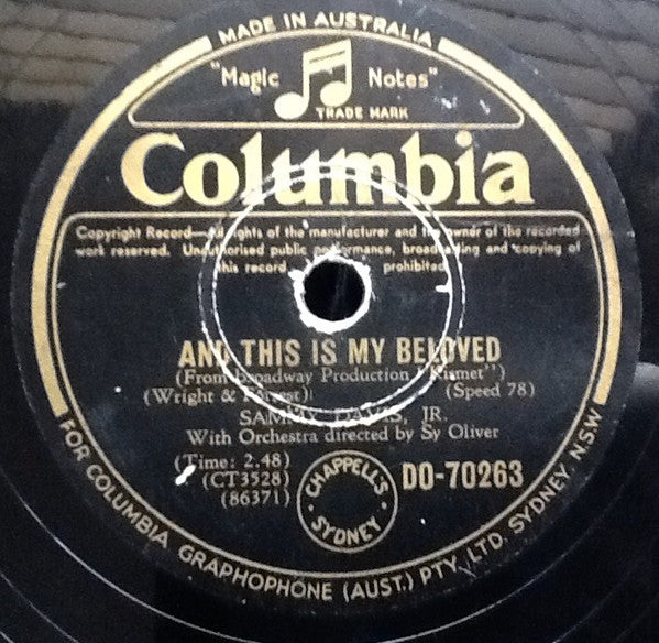 Sammy Davis* : And This Is My Beloved / Stan' Up An' Fight (Shellac, 10")