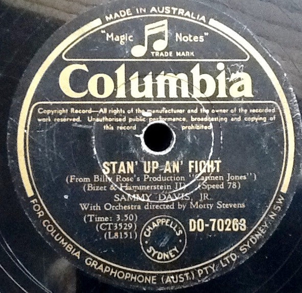 Sammy Davis* : And This Is My Beloved / Stan' Up An' Fight (Shellac, 10")