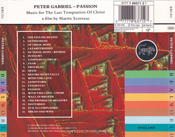 Peter Gabriel : Passion (CD, Album)
