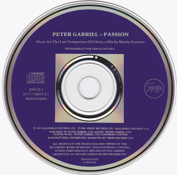 Peter Gabriel : Passion (CD, Album)
