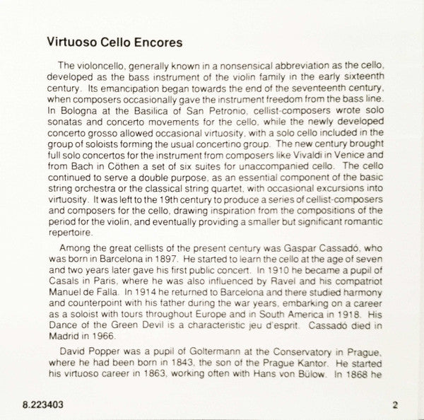 Maria Kliegel, Raymund Havenith : Virtuoso Cello Encores (Dance Of The Green Devil • Die Biene • Vocalise • Fantasy On Little Russian Songs • Cantilena) (CD)