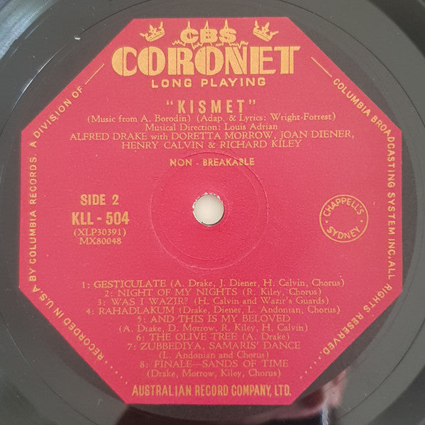 Alfred Drake & The Kismet Original Broadway Cast : Kismet (LP, Album, Mono)