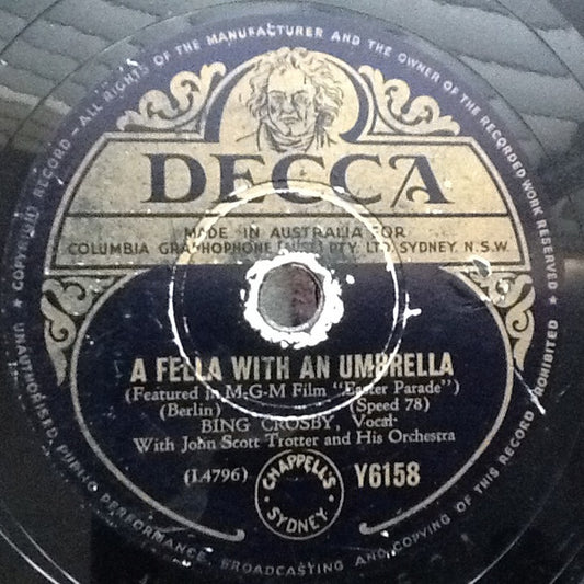 Bing Crosby : A Fella With An Umbrella / Careless Hands (Shellac, 10")
