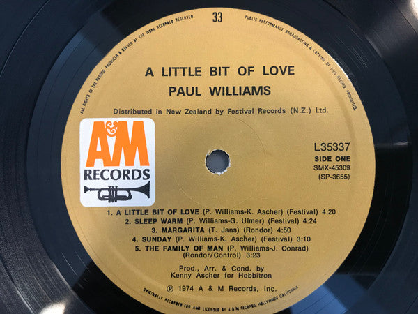Paul Williams (2) : A Little Bit Of Love (LP, Album, Promo)