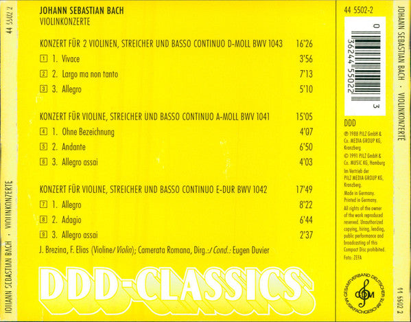 Johann Sebastian Bach : Violin Konzerte (CD)