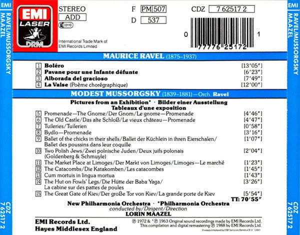 Modest Mussorgsky / Maurice Ravel - Lorin Maazel : Pictures At An Exhibition = Bilder Einer Ausstellung = Tableaux D'Une Exposition / Boléro (CD, Comp, RM)