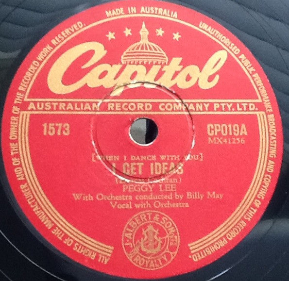 Peggy Lee : (When I Dance With You) I Get Ideas / Tonight You Belong To Me (Shellac, 10")