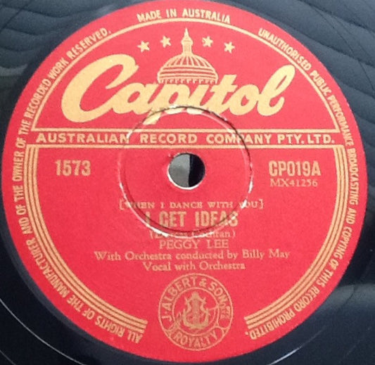 Peggy Lee : (When I Dance With You) I Get Ideas / Tonight You Belong To Me (Shellac, 10")