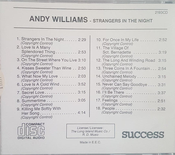 Andy Williams : Strangers In The Night (CD, Comp)