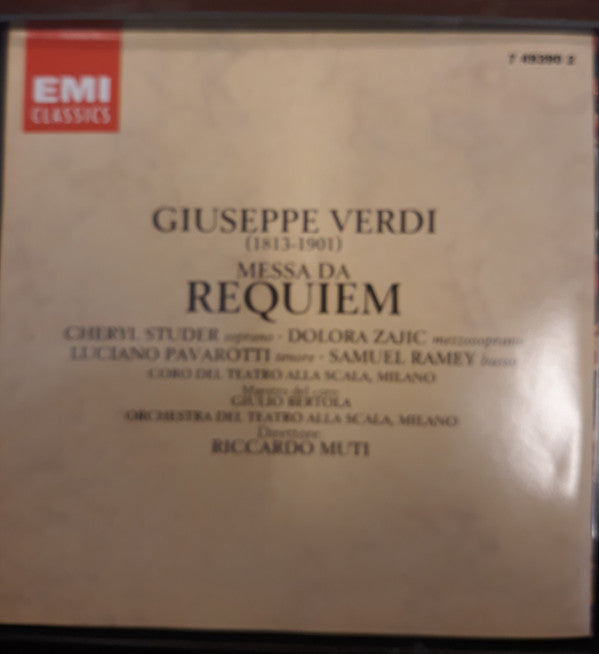 Verdi*, Studer* • Zajic* • Pavarotti* • Ramey*, Orchestra* E Coro Del Teatro Alla Scala Di Milano*, Riccardo Muti : Messa Da Requiem (2xCD, Album, RE)