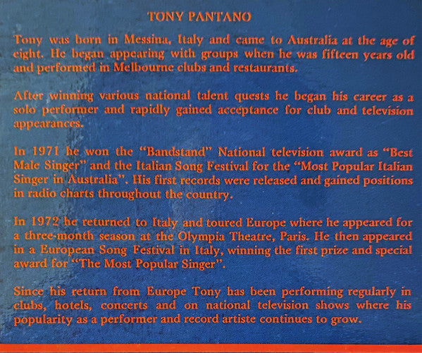 Tony Pantano : Tony Pantano (LP, Album)