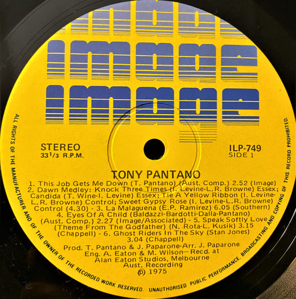 Tony Pantano : Tony Pantano (LP, Album)