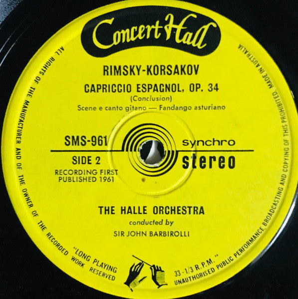 Rimsky Korsakoff* - The Hallé Orchestra*, Sir John Barbirolli : Capriccio Espagnol (7", RE)
