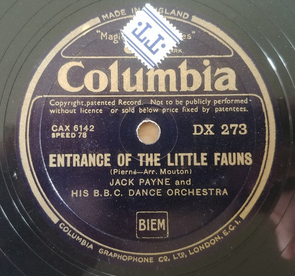 Jack Payne And His The BBC Dance Orchestra : Bolero / Entrance Of The Little Fauns (Shellac, 12", RP, DT)