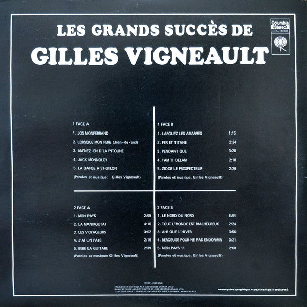 Gilles Vigneault : Les Grands Succès De Gilles Vigneault (2xLP, Comp, RE)
