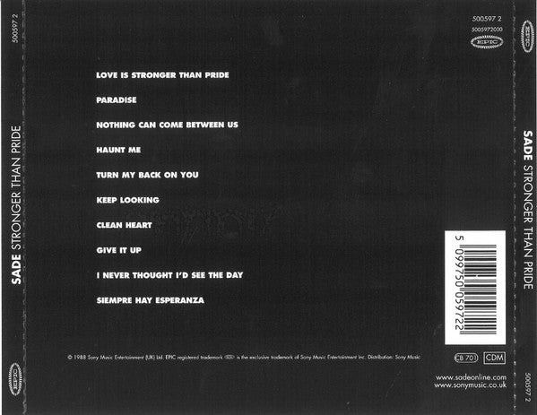 Sade : Stronger Than Pride (CD, Album, RE, RM)