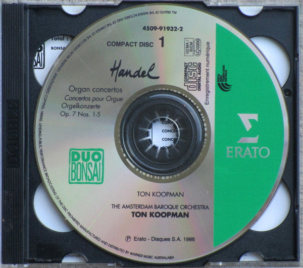 Handel*, Ton Koopman : Organ Concertos Op.7 Nos.1-5 / Organ Concertos Op.7 No.6 & Op.4 Nos.1-6 (2xCD, RE)