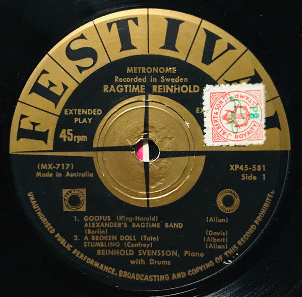 Reinhold Svensson : Ragtime Reinhold (7", EP)