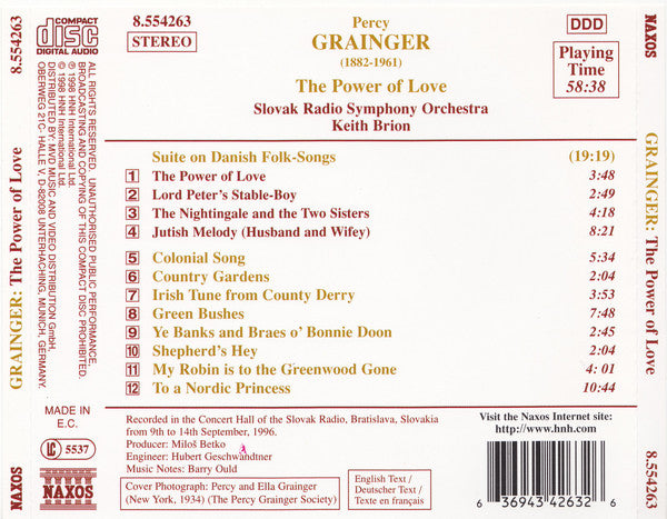 Percy Grainger, Slovak Radio Symphony Orchestra, Keith Brion : The Power Of Love (CD)