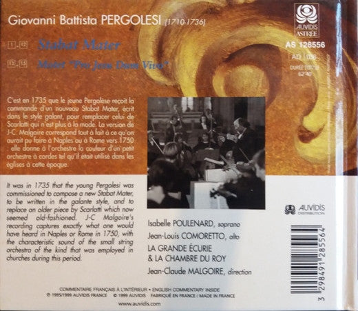 Giovanni Battista Pergolesi, La Grande Ecurie Et La Chambre Du Roy, Jean-Claude Malgoire : Catalogue 'Best Of' Astrée 99 - Stabat Mater/Motet 'Pro Jesu Dum Vivo' (CD, Comp, Dig)