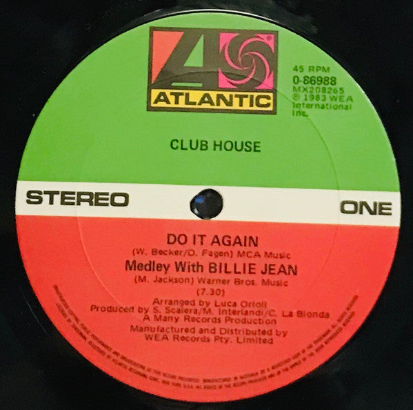 Club House : Do It Again (Medley With Billie Jean) (12", Single)