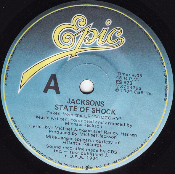 Jacksons* : State Of Shock (7", Single)