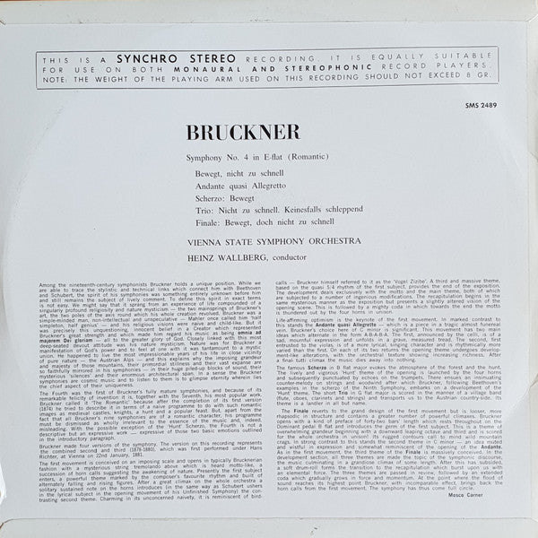 Anton Bruckner, Tonkünstler Orchestra - Heinz Wallberg : Symphony No. 4 "Romantic" (LP, Album)