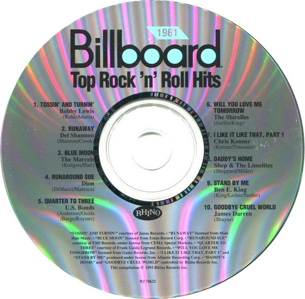 Various : Billboard Top Rock'N'Roll Hits - 1961 (CD, Comp, RE)