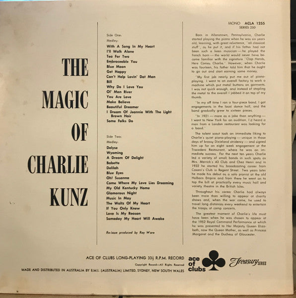 Charlie Kunz : The Magic Of Charlie Kunz  (LP, Comp, Mono)