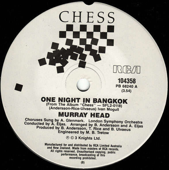 Murray Head : One Night In Bangkok (7", Single)