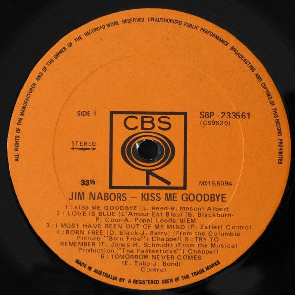 Jim Nabors : Kiss Me Goodbye (LP, Album)