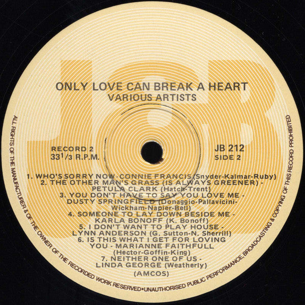 Various : Only Love Can Break A Heart - Volume 2 (LP, Album, Comp)