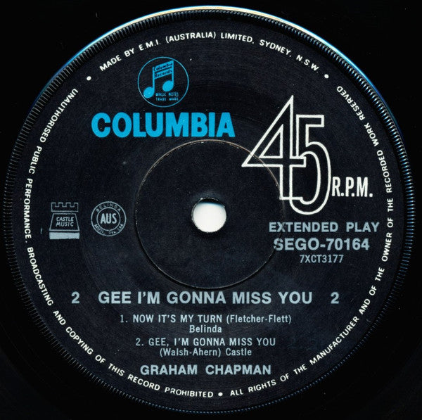 Graham Chapman* : Gee, I'm Gonna Miss You (7", EP)