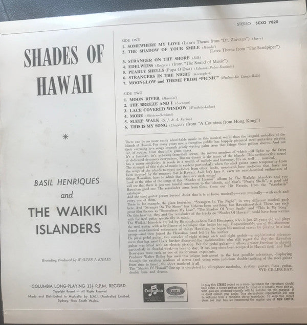Basil Henriques And The Waikiki Islanders : Shades Of Hawaii (LP, Album)