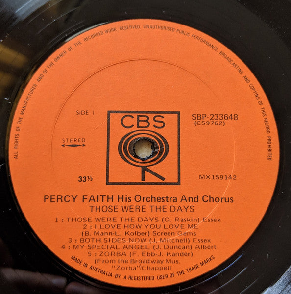 Percy Faith His Orchestra And Chorus* : Those Were The Days (LP, Album)