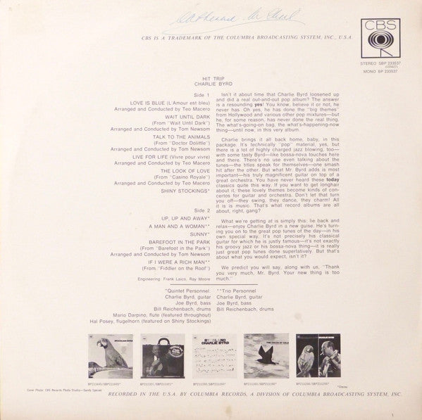 Charlie Byrd : Hit Trip (LP, Album)