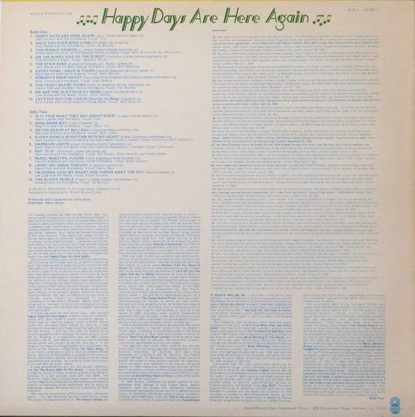 Various : Happy Days Are Here Again     Hits Of The 30's (LP, Comp, Club)
