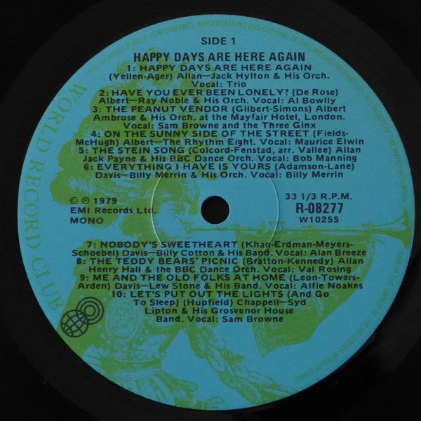 Various : Happy Days Are Here Again     Hits Of The 30's (LP, Comp, Club)