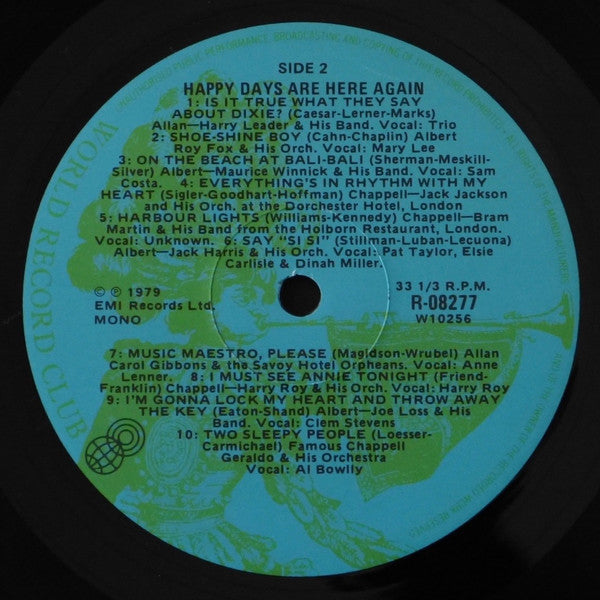 Various : Happy Days Are Here Again     Hits Of The 30's (LP, Comp, Club)