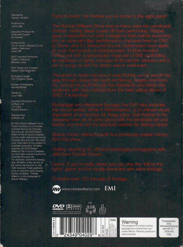 Robbie Williams : The Robbie Williams Show (DVD-V, Multichannel, PAL)